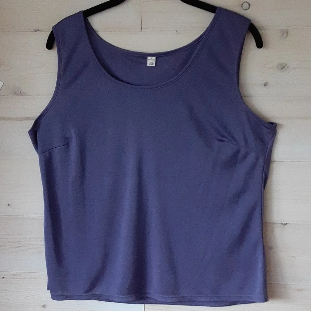 Pretty Royal Purple w/ White Pokdots Blouse & Solid Tank Size 12 - Picture 2 of 7